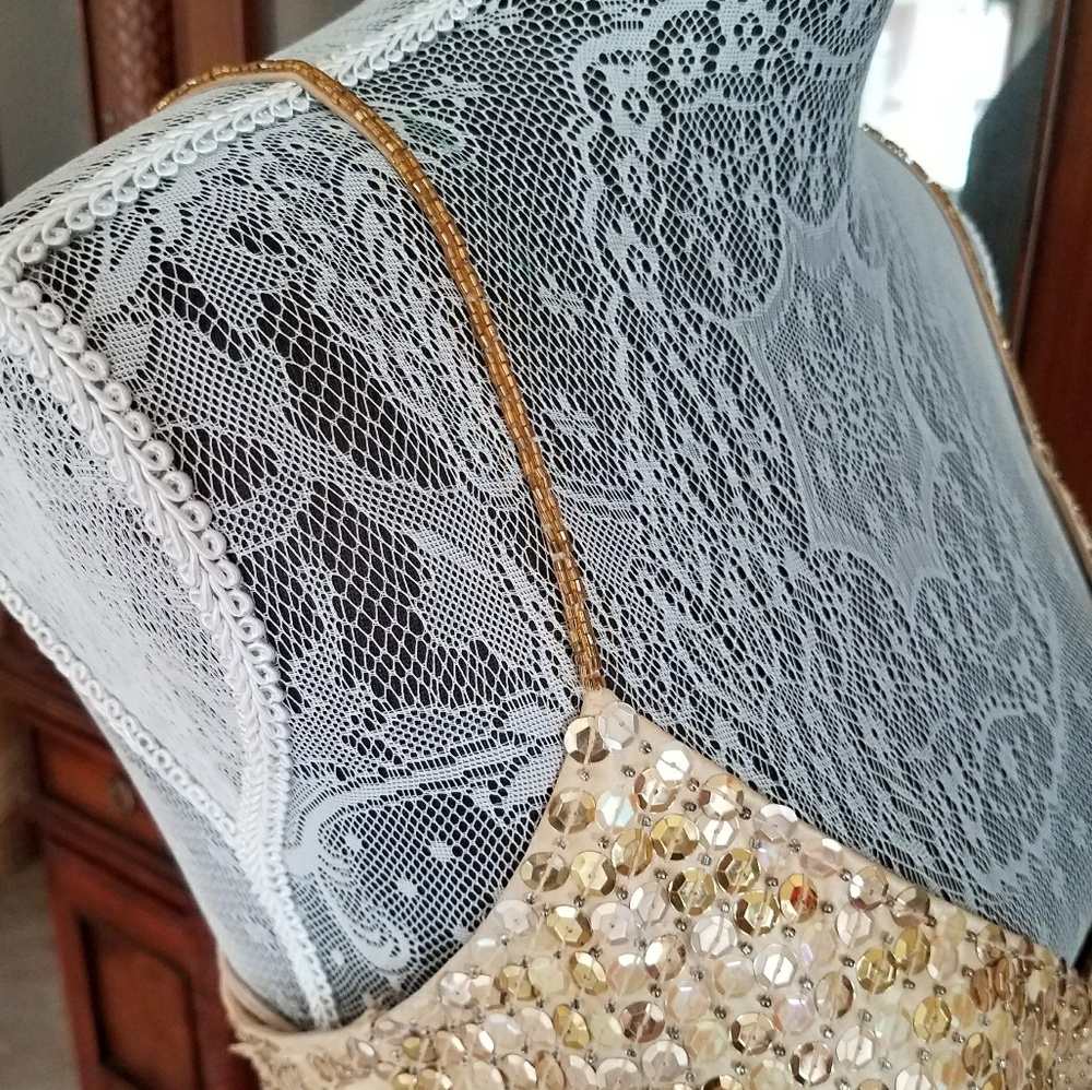 Euc Cache' Golden Sequins Gown - image 3